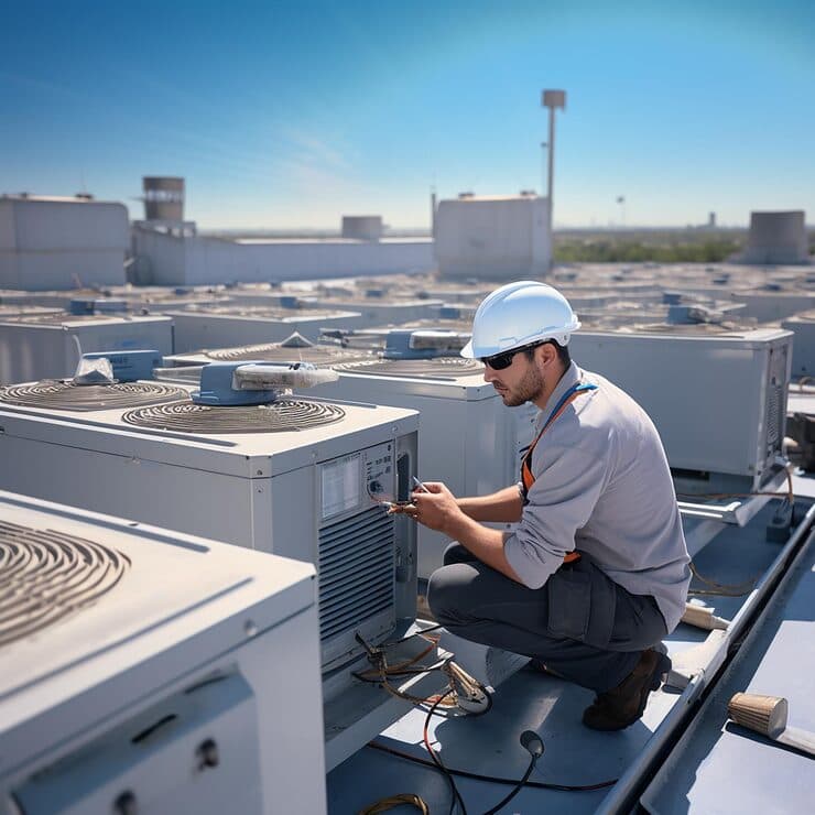 Tecnico revisando instalacion de ventilacion
